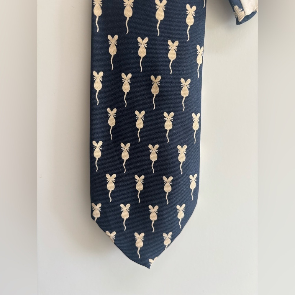 Calvin Curtis Cravateur Mens Vintage Mouse Print neck Tie 2.75” Narrow Collector - Picture 6 of 7